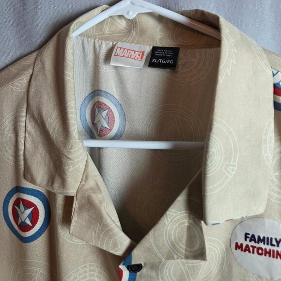 Captain America Marvel Shirt Men’s Short Sleeve Button Down Collar Size XL/TG/EG - Picture 7 of 13